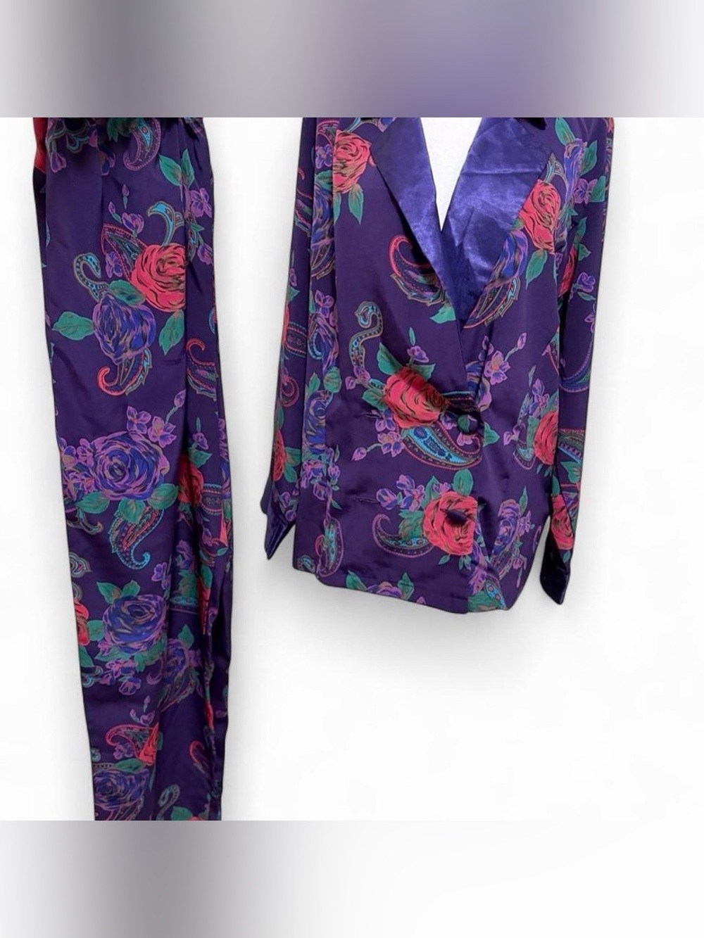 Purple Floral Satin Sleep set